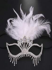 A Popular Feather Rhinestone Mask, A Halloween Stage Singer Mask With Rhinestone Tassels, A Performance Jewelry Accessory For Women.