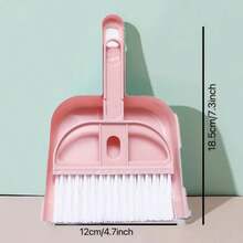 Mini Dust Pan And Broom Set 1 Piece Dust Pan Brush Set Portable Plastic Brush Set For Utility Brush Keyboard Home Kitchen Sweeper Desk Desk Office - Pink