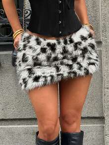 New Furry Patchwork Sexy Bodycon Mini Skirt - Multicolor - View 1