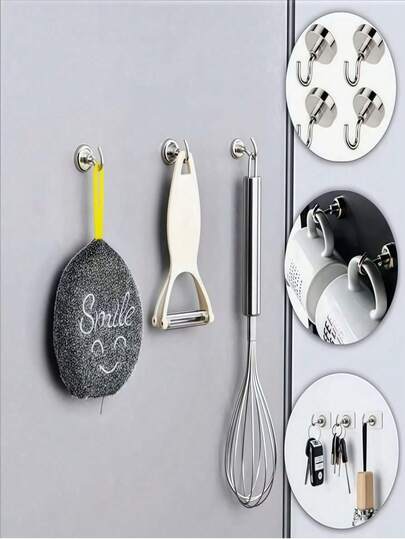 10/5pcs Strong Magnetic Hooks With Hook Magnets, Refrigerator Nail Free Magnetic Hooks, Suitable For Kitchen, Bathroom, Room Decoration,Barbecue Grills, Garages And Storage Rooms, Kitchen Accessories, Household Items, Home Decoration, Christmas Decoration. Home And Daily Necessities