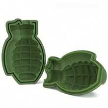 3pc Silicone Creative Bar Grenade Ice Lattice Mold - Flexible, Non-Stick, Easy Release, Durable, Heat Resistant, Versatile Cake, Chocolate, And Ice Cream Mold For Kitchen Baking And Decorating - Perfect For Homemade Treats And Gifts - Army Green - View 3