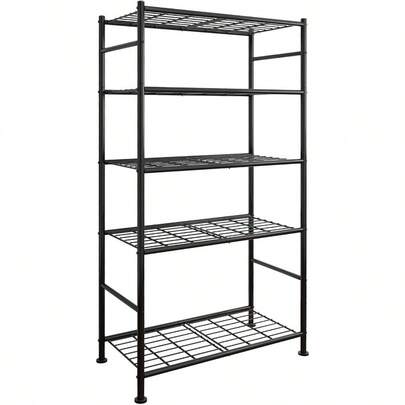 Storage Shees 5 Tier Shelf Organizer Heavy Duty Garage Sheing Unit With Leveling Feet Stable Metal Shees Organizer For Pantry Kitchen And Closet 33.0 W X 12.6 D X 72.0 H Black