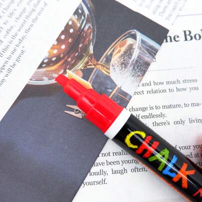 8/12 Farben waschbare & nass abwischbare Flüssigkreide Marker in PVC Box, geeignet für Tafel, Kreidetafel, Whiteboard, LED Glasfenster, Autofensterbemalung, fluoreszierender Markerstift