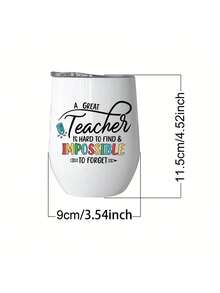 Teacher Appreciation Gift:Stainless Steel 12oz With "Teacher" Print Egg-Shaped Insulated Travel Mug With Lid,Portable Travel Cup,Cold-Retaining Coffee Cup,Eggshell Water Cup,Vacuum Insulated Wine Glasses, All-Season Drinkware - White - View 10