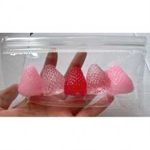 1 件果冻猫软玩具柔软 Q 弹性不粘感官坐立不安软 Taba 软油亮大草莓软玩具，硅胶质地高品质手工制作减压食品玩具，DIY 新款透明粉色草莓奶油浇头 - 彩色 - 查看 17