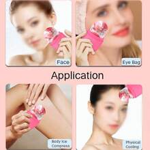 Roller Rodillo de Hielo para la Cara Agarre Antideslizante Rodillos de Hielo para la Cara Silicona Duradera Fácil Operación Molde de Hielo para Belleza Apriete (Azul) - Rojo - Ver 10