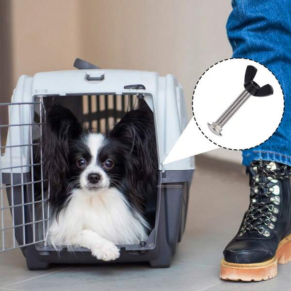 1set Pet Carrier Replacement Parts, 12pcs M6 Stainless Steel Bolts And 12pcs Plastic Wing Nuts, Fastener Hardware For Repairing Dog Kennel Pet Box Cage