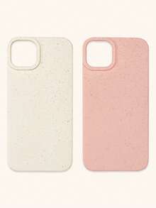 2pcs Wheat Straw Phone Cases, Minimalist Solid Color Phone Cases, Pink & White Phone Cases, Compatible With IPhone & Galaxy, 16, 16 Pro Max, 16 Pro, 16 Plus - Multicolor - View 7