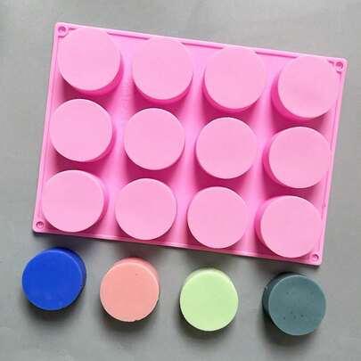 1 pieza Molde de silicona de 12 cavidades en forma de cilindro - Resistente al calor y de fácil desmoldeo para hacer jabón artesanal DIY