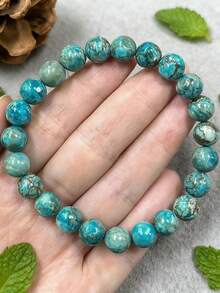 1pc Natural Turquoise Bracelet Brings Good Luck. Made Of Natural 8mm South African Turquoise Handmade Beads. Spiritual Growth And Inner Peace. Elegant Design. Bohemian Style Jewelry Accessories. Suitable For Daily Wear And Gift Giving. Christmas Gift.