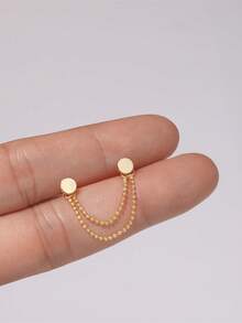 1 件 925 纯银耳环链配饰 18k 镀金耳环连接链女式可转换吊坠链适合双穿孔