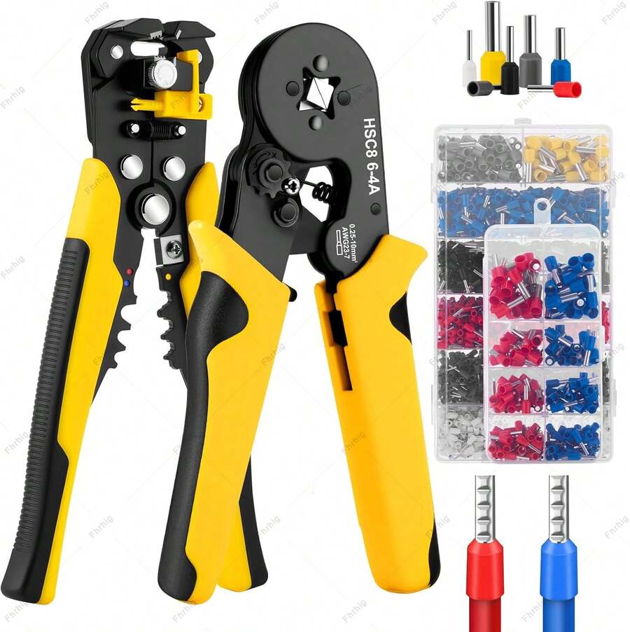Juego de herramientas de crimpado de cables de 2230 piezas, terminales Fhrhig para cables eléctricos, pelacables multifuncional, herramienta eléctrica, alicates de trinquete autoajustables, 0.25-10 mm², AWG 23-7 - 1 - Ver 1
