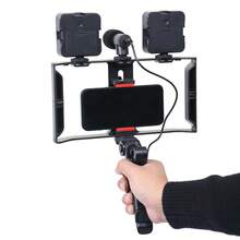 Vlog Live-Streaming-Kit für Smartphone, multifunktionales Smartphone-Fotografie- und Videoaufnahme-Set, tragbares Live-Streaming-Handgerät mit Mikrofon, Füllleuchte, Tischstativ, Smartphone-Stabilisator, einstellbares LED-Licht, für Inhaltserstellung, mit Kaltschuhhalterung geeignet für Selfies und Live-Streaming, Fotografie, tragbares Licht Selfies Live-Streaming Fotografie tragbares Licht - Schwarz - Übersicht 7