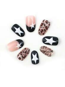 24 piezas de uñas ovaladas para presionar, diseños de Halloween con cuadrícula granallada, telaraña francesa, diseños de tema oscuro. Juego de uñas de Halloween, adecuado para fiestas de chicas, reuniones para bromas, etc. Realza tu encanto.