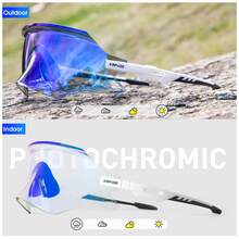 KAPVOE Photochromic Frameless Integrated Cycling Glasses Night Riding Glasses Men Bike Racing Sports Equipment Women Outdoor Running MTB Bicycle Cycling Mask Golf Baseball Camping Fishing Travel Accessories - 彩色 - 查看 6