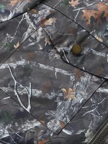 男士加厚保暖内衬休闲夹克，迷彩印花，秋冬季保暖外套 - 綠色 - 查看 7