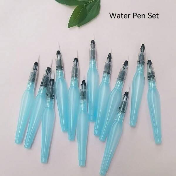 12 piezas Juego de pinceles de pintura de cabello de nailon, adecuado para dibujar y diversas creaciones artísticas. Puntas de cerdas finas.