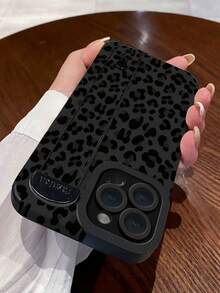 黑色豹纹时尚手机壳，猎豹豹纹印花，含1个腕带，黑色豹纹彩绘穿孔图案防摔手机壳，兼容苹果Xs/Xsmax/Xr/11/12/13/14/14plus/15/15plus/16Pro/16Promax/17Promax、S25Ultra/S24Ultra/S23Ultra，春季复活节派对礼物 - 彩色 - 查看 5