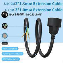 1根多功能延长线，可选长度1米/1.8米/3米/5米/10米，黑色，带安全插头设计，适用于花园、家庭聚会、节日装饰等场合，可远距离供电，也适用于派对布置和户外电源供应。 - 查看 5