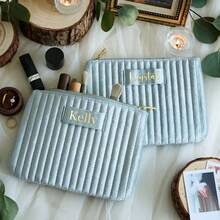 حقيبة مستحضرات التجميل المخصصة باسم، هدية لوصيفة العروس، هدية زفاف، حقيبة أدوات التجميل للسفر، كيس مستحضرات التجميل، هدية عيد ميلاد للمرأة، هدية عيد الأم - متعدد الألوان - مشاهدة 9