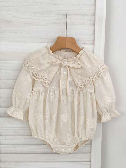 Baby Girl Lace Collar Long Sleeve Princess Romper