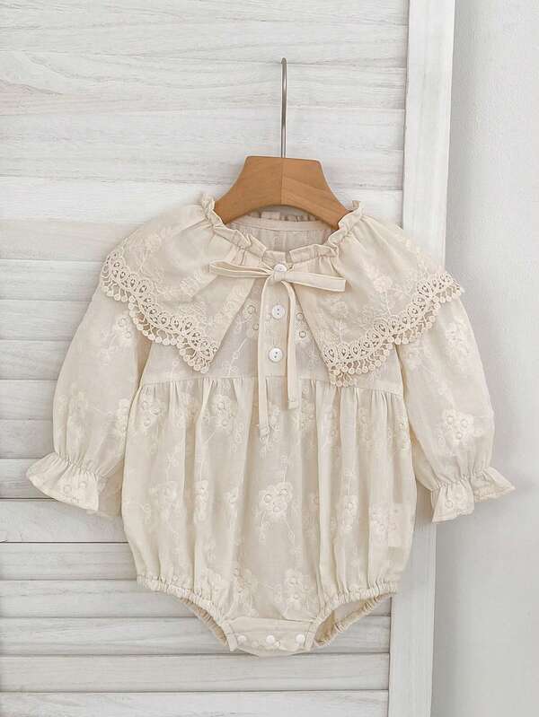 Baby Girl Lace Collar Long Sleeve Princess Romper