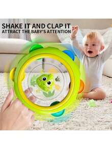 0-3岁儿童振动手鼓玩具：色彩鲜艳的青蛙和小鸡造型玩具，搭配黄色小鸭和小鸡图案的婴儿摇铃，是开学季、万圣节和圣诞节的理想礼物。 - 彩色 - 查看 3