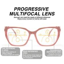 1 件大框渐进多焦点猫眼老花镜，畅销豹纹设计，配有舒适的弹簧铰链，适合男女日常佩戴 - 粉紅豹紋 - 查看 3