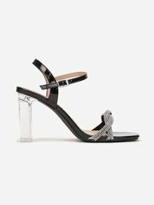 Eleganti sandali da donna con cinturini - tacco trasparente - per eventi serali/feste - estivi - nero - Visualizzare 3