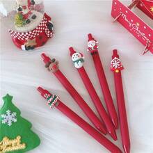 5pcs/10pcs Christmas Cute Animal Retractable Pens, Santa Claus, Snowman, Reindeer, Christmas Tree Shaped Pens, Student Stationery Gift, Essential Christmas Gift