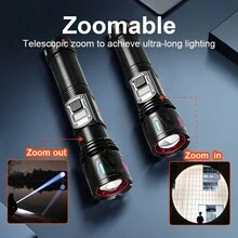 2025 最新款 2000000LM Type-C 可充电战术高功率 LED 手电筒，1500M 远射程聚光灯