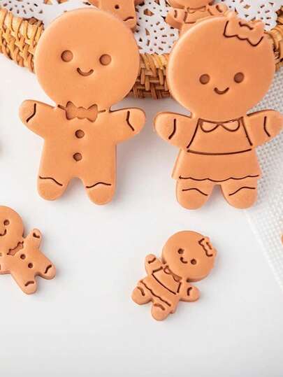 Christmas Gingerbread Man Biscuit Mold Family Baby Girl Boy Embossing Mould Baking Cutters Cookie Tools Cake Decorating Tools