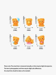 6 piezas Lindas figuritas miniatura de osos durmiendo, decoración del hogar creativa, adornos de escritorio, decoraciones interiores de automóviles, manualidades de resina DIY