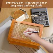 1pc MONEYBOX - Save Up To $3,000, Wooden Cash Saving Box, Money Storage Organizer, Cash/Coin 2-Sided Piggy Bank, Handcrafted Money Jar, Natural Wood Material Box - 棕色 - 查看 2