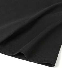 Camiseta para hombre de manga corta y cuello redondo, estilo casual con estampado moderno, cómoda y versátil - Negro - Ver 4