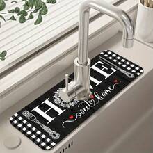 1 miếng lót thấm hút cao su chống trượt, khô nhanh, họa tiết kẻ caro đen trắng Sweet Home, thích hợp cho bồn rửa và vòi nước, quà tặng mùa xuân. - Nhiều màu - Xem 3