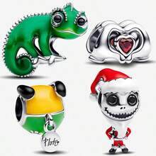 1pc Silver-Plated Green Lizard Pendant, Suitable For Bracelets, Necklaces, DIY Jewelry, Gifts, And Daily Wear - Multicolor - View 1