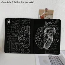 1 - Pieza Funda protectora para tableta con temática de cerebro y corazón con elementos científicos - Ideal para entusiastas de la ciencia y almas románticas, funda protectora tipo folio con soporte para bolígrafo - Multicolor - Ver 9