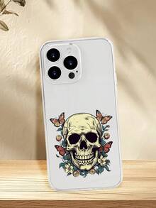 1PC Funda de teléfono con diseño de calavera y mariposas, estilo minimalista, protector contra caídas, carcasa transparente de alta transparencia, compatible con iPhone16/15/14/13/12/11/Pro/ProMax, compatible con Galaxy A34/A35/A54/A55,Galaxy S20/S21/S22/S23/S24 Ultra/Plus, compatible con Moto/Galaxy/Redmi/Honor/OPPO, agarre cómodo, regalo festivo para amigos, novia, novio, familia - transparente - Ver 7