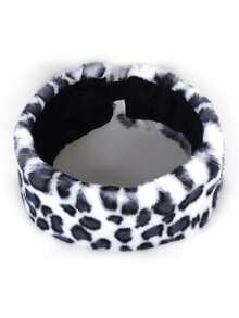 1pc Women's Leopard Print Casual Headband Scarf Set With Beret Hat, Warm & Versatile Faux Fur Cap, Autumn/Winter - Multicolor - View 21