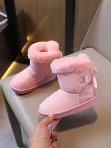 Fashionable New Kids Snow Boots, Girls Bow Short Boots, Thick Warm Boots, Non-Slip Soft Bottom Children Boots For Winter