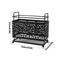 1 buc Suport pentru ustensile de bucătărie cu design clasic din metal gol, Suport dreptunghiular pentru tacâmuri din dantelă neagră - Pentru linguri, furculițe, bețișoare, teluri, capsule de cafea, articole de papetărie etc., Coș de depozitare decorativ pentru birou, ideal pentru organizarea casei, Depozitare decorativă, Cutii de depozitare și borcane, Coș de depozitare pentru decor de birou, Depozitare de Crăciun, Halloween, Ramadan