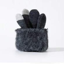 1双冬季针织手套，触屏保暖手套，柔软羊毛内衬加厚手套，适合骑行、滑雪、钓鱼、徒步等户外运动 - 彩色 - 查看 8