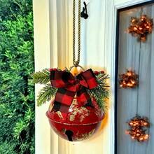 Bestselling Christmas Decorations Vintage Distressed Jute Rope Bell Christmas Tree Hanging Ornament, Large Metal Bell - Multicolor - View 2