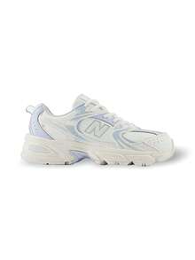 New Balance 新百伦 530 经典青少年女式运动鞋，运动高支撑减震轻便厚底标志色块易清洁健身跑步学校购物白蓝色 GR530WS - 白色和藍色 - 查看 1
