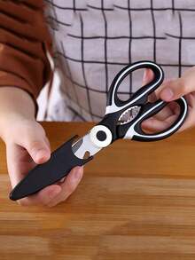 1 Thick Multi-Functional Room Bone Scissors, Household Black And White Food Scissors, Shear Force - Black and White - View 4