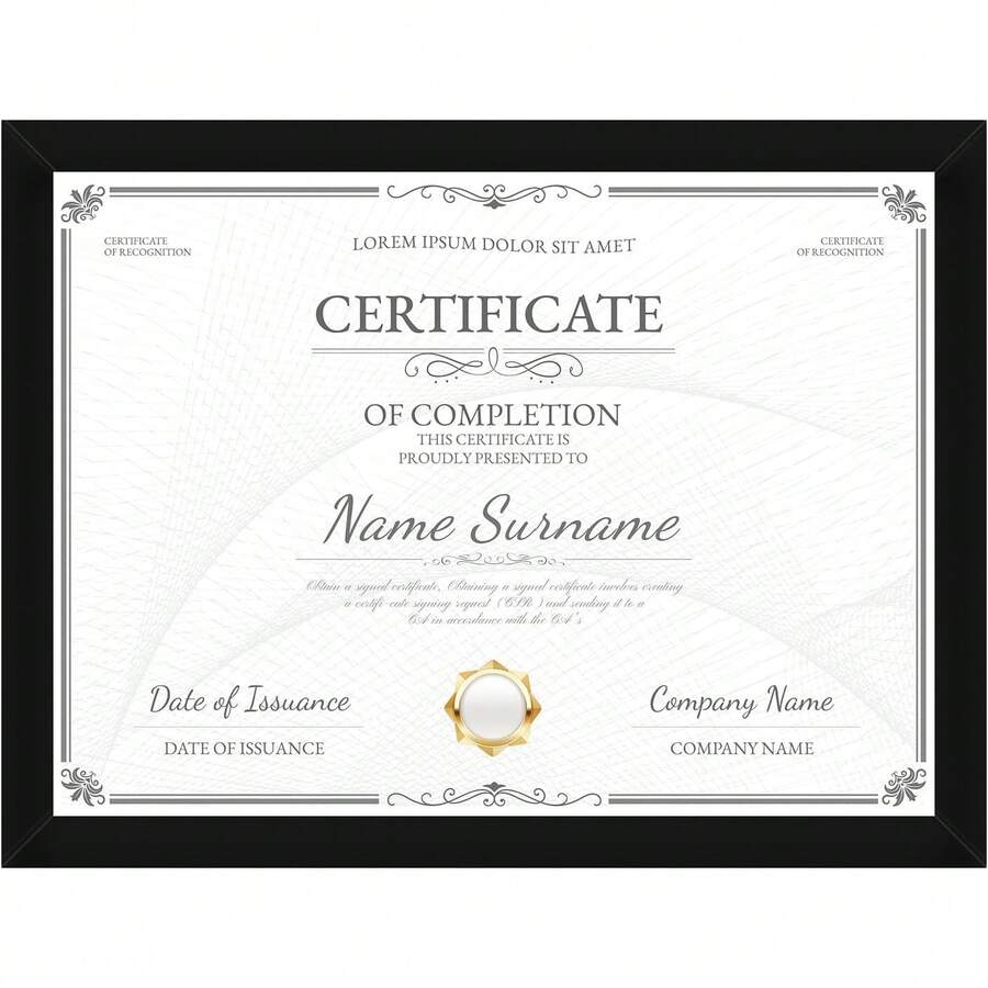 Premium Certificate Frame, 8.5 By 11 Picture Frame, Equipped With A Transparent Acrylic Panel That Will Not Shatter, Suitable Desktops And Wall, Elegant Black - 1 - View 1