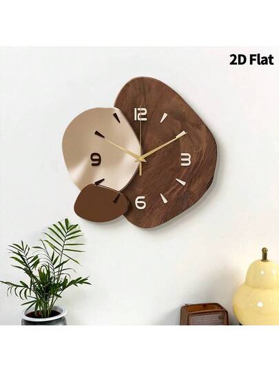 2D Flat 1pc Verlichting Luxe Moderne Minimalist Home Creative ation Wand Clock, Ultra Quiet Quartz Movement, No Ticking Sound, Painting Klok Living Room, Bedroom Office, able Watch, Unique Personalized, Clear Reading Time, In Bedroom, Studio, Ho Study, Kitchen Cafe, Perfect Family Friends view 2