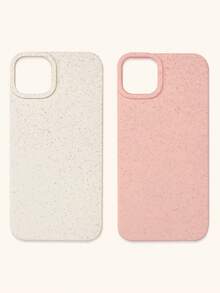 2pcs Wheat Straw Phone Cases, Minimalist Solid Color Phone Cases, Pink & White Phone Cases, Compatible With IPhone & Galaxy, 16, 16 Pro Max, 16 Pro, 16 Plus - Multicolor - View 25