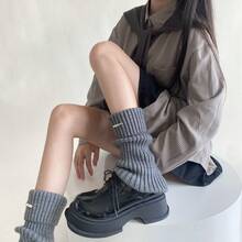 Wearing Fashionable Items, Versatile Leg Covers, Autumn And Winter Sock Covers, Women's Pile Socks, Solid Color Calf Socks, Spring And Autumn Simple Socks - Dấu hiệu kim loại Khaki - Xem 3